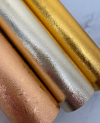 3 Pack Lightly Textured Metallic Leather Foil Adhesive Vinyl Sheets