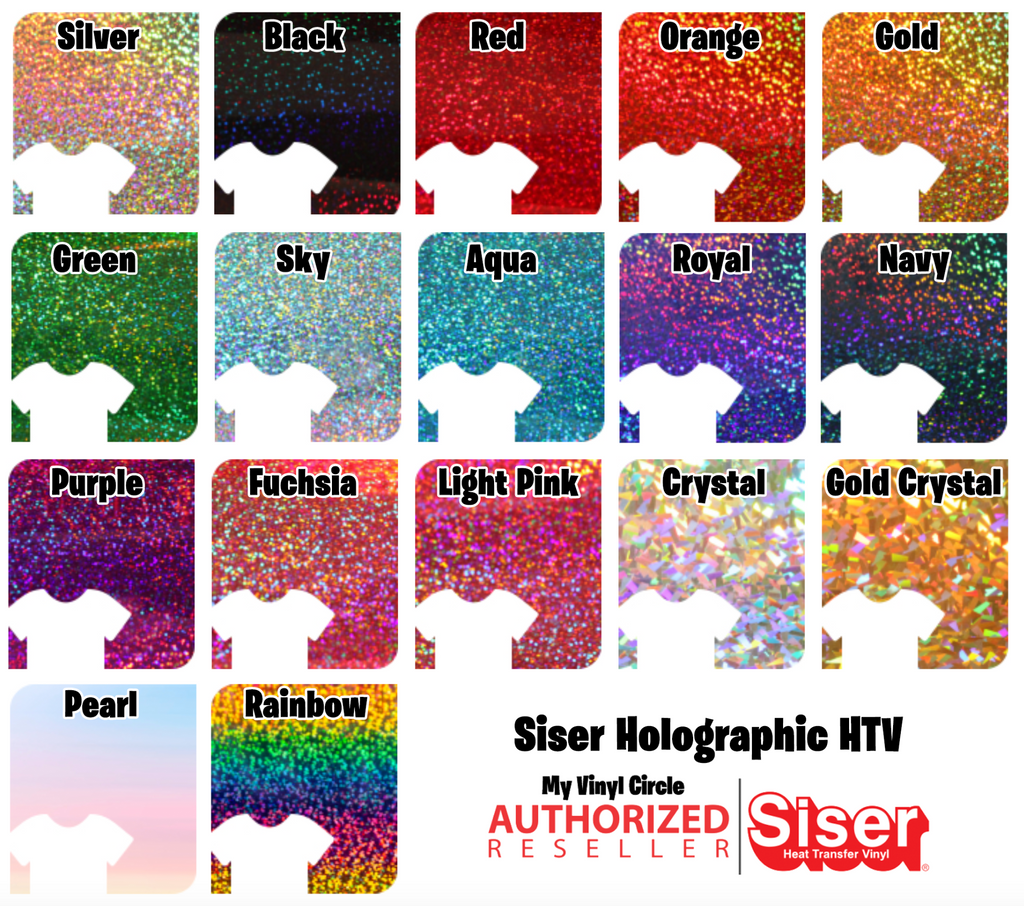 12 Siser Holographic Heat Transfer Vinyl