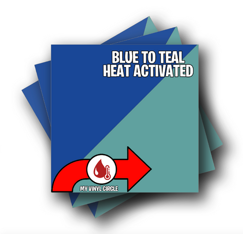 Blue to Teal Heat Activated Color Changing Adhesive Vinyl 12"x12" Sheet