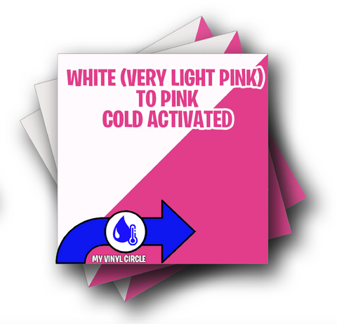 Cold White (Light Pink) to Pink Color Changing Vinyl 12"x12" Sheet
